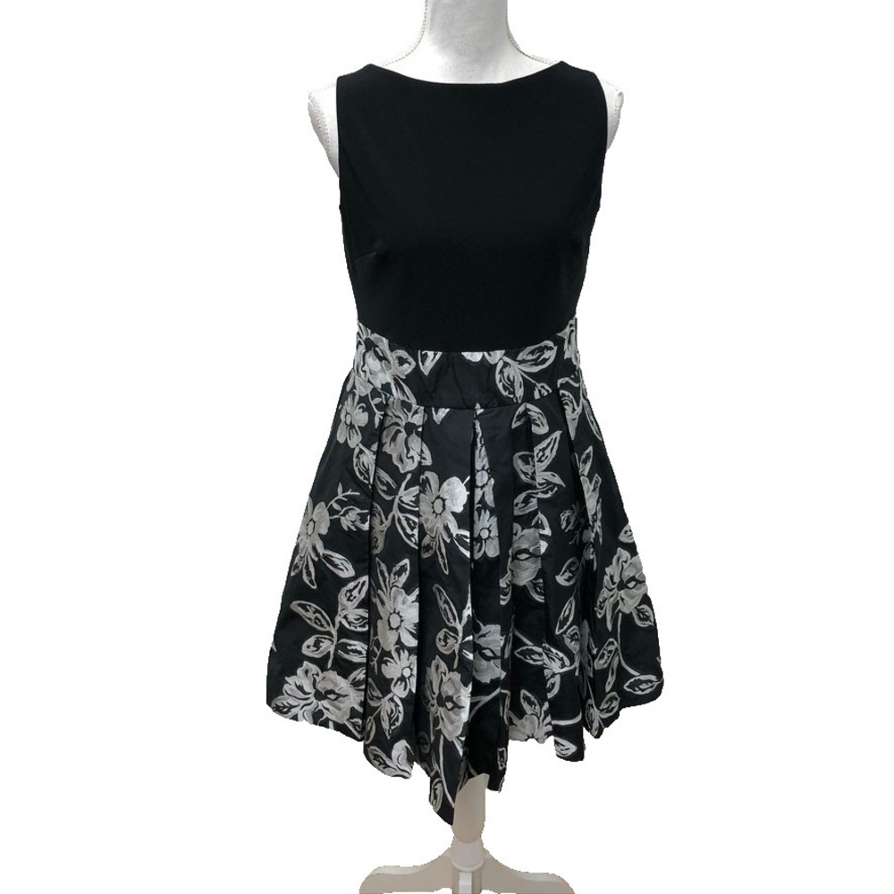 Ralph Lauren Fit And Flare Cocktail Dress Womens 10 Black White‎ Party Wedding